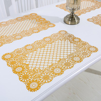 Set de table rectangulaire isolant en PVC de style occidental, motif doré, sans lavage, antidérapant, pour la maison