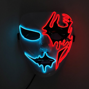 Máscara LED fluorescente colorida aterradora que brilla en <span class=keywords><strong>la</strong></span> oscuridad, máscaras de cara completa luminosas para hombres y mujeres, accesorios para disfraces de Halloween - Product Image 1
