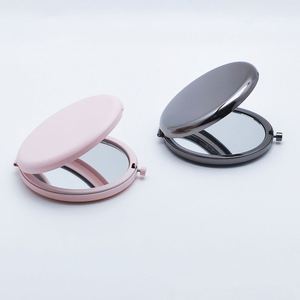 2024 Factory Price Pink Sublimation Blank Round Double Side Metal <b>Compact</b> Pocket Make up Hand Mirror for Travel - Product Image 1
