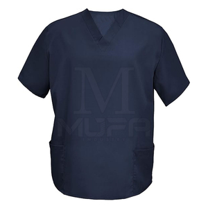 Custom Design <b>Men's</b> Medical <b>Scrub</b> Uniform Solid Color and Breathable Knitted Fabric for Streetwear - Product Image 2