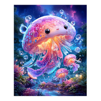 Ever Moment Kit de Peinture Diamant Mosaïque Méduse Mignonne, avec Résine Complète, Toile à Bords Ondulés, Motif Animal Marin ASF3090