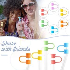 Couvre-pailles en silicone réutilisables, bouchons colorés anti-poussière pour pailles, protège-pailles portables en silicone - Product Image 6