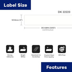 Para impresoras de etiquetas continuas Brother DK22223, compatibles con <span class=keywords><strong>QL</strong></span> 550 <span class=keywords><strong>570</strong></span> 580 700 710W 720NW 800 810W 820NWB 1110NWB - Product Image 4