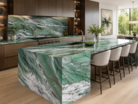 Dalle de quartzite Verde Patagonia polie, pierre naturelle verte, panneau mural TV, revêtement de cheminée, plateau de console, plateau de table basse