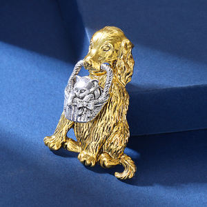 Broches de luxe pour femmes, en alliage de cristal de strass, avec motif d'animal mignon <span class=keywords><strong>Golden</strong></span> <span class=keywords><strong>Retriever</strong></span>, broches de créateur personnalisables - Product Image 4