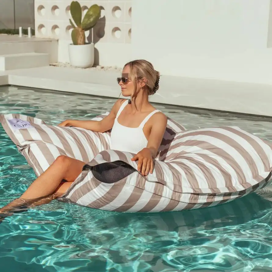 Br Nieuwe Premium Grote Opblaasbare Diepe Drijvende Zitzakken, Gigantische Draagbare Opvouwbare Comfort Strandpicknick Zwembad Ligstoelen