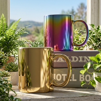 Mug à café en céramique personnalisé avec glaçure perlée et logo électroplaqué pour cadeau de mariage, maison ou café (vente en gros)