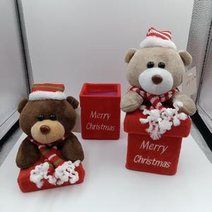 Boîte cadeau de Noël, ours en peluche avec rembourrage en coton PP, <span class=keywords><strong>rangement</strong></span> pour bonbons et maquillage - Product Image 4