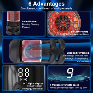 Masturbateur masculin automatique 3-en-1 avec 9 modes de rotation et fonction de pétrissage, Godet de masturbation portable pour hommes adultes - Product Image 2
