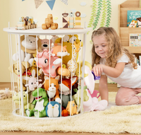 Grande table de rangement pour animaux en peluche, bac de rangement robuste en métal pour jouets d'enfants, support pour animaux de la ferme en peluche, organisateur de jouets en peluche