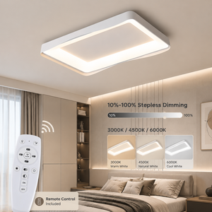 Modern Square Led <b>Ceiling</b> <b>Light</b> Surface Mount Remote Control Dimmable Acrylic Iron For Living Room Bedroom <b>Office</b> - Product Image 3