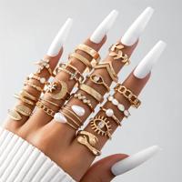 Ensemble de bagues bohèmes Bijoux de mode Bagues géométriques en feuille de fleur pour femmes