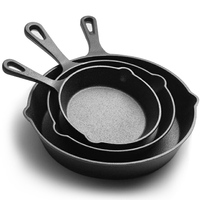 Wajan Besi Cor Anti Lengket Modern 14/16/20cm untuk Memasak Induksi, Peralatan Masak Logam untuk Sarapan Telur Pancake