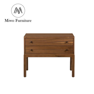 Mesita de Noche Moderna Rectangular con 2 Cajones, Color Nogal, Mesitas de Noche Anchas de Madera, Mesa Auxiliar Nórdica para Sala de Estar, Mueble Decorativo - Product Image 6