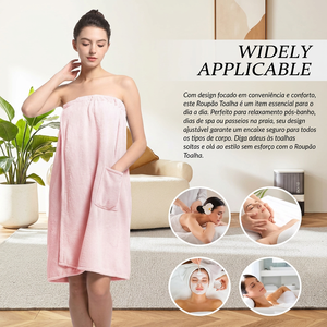 Robe en tissu éponge doux de haute qualité pour femmes avec poche, ajustement sûr et réglable pour le bain, le spa, la maison et les voyages - Product Image 6