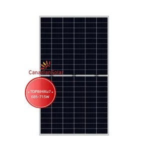 Venta al por mayor Nivel 1 Paneles solares originales canadienses Nuevo vidrio doble Tipo N TOPCon 695W 700W Panel solar bifacial