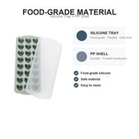 Bac à glaçons en silicone personnalisé Coeur patte de chat 24 compartiments 2 formes couvercle PP sans BPA congélateur à libération de pop OEM ODM cadeau de fête