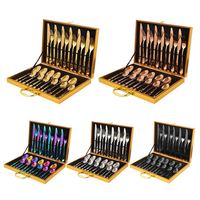 24-teiliges Besteckset Messer Gabel Löffel Besteck 24-teilig Edelstahl-Set Gold Silberbesteck für Hochzeiten
