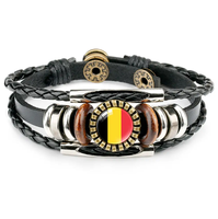Bracelet en cuir vintage avec drapeau du Panama, drapeaux nationaux du monde, bracelet multicouche de style punk, orné de cristaux, personnalisé