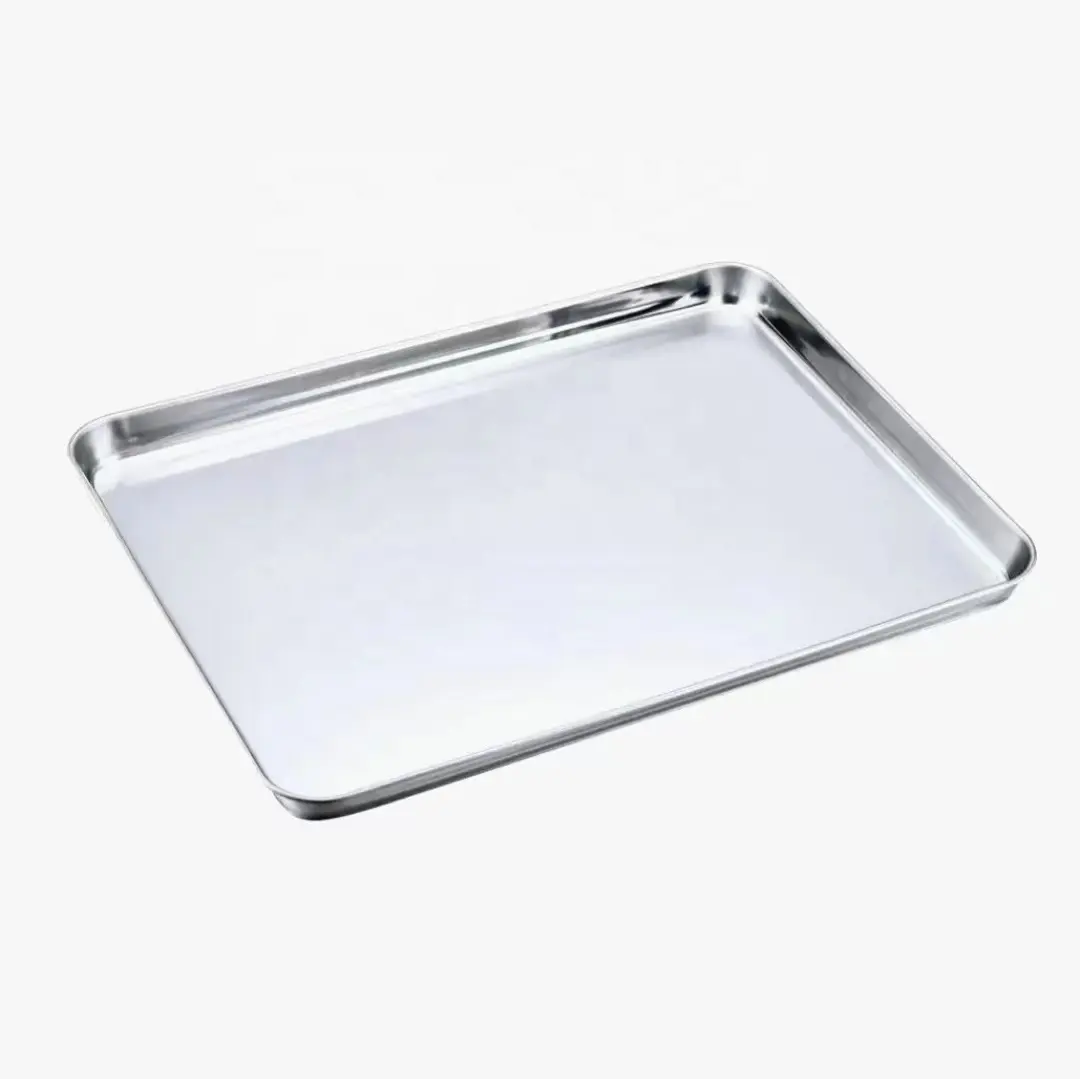 hot sale food grade metal stainless steel 201 304 316 L aluminum alloy oven tray bread cake serving baking pan sheet pallet dish
