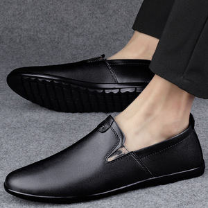 Chaussures en cuir pour hommes, mocassins italiens souples de luxe, respirants, à enfiler, pour la conduite, grande taille - Product Image 4