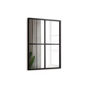 Miroir mural encadré noir 12 x 16 pouces, rectangulaire moderne décoratif en fer et verre, décoration intérieure - Product Image 1