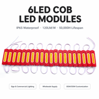 Guirlande lumineuse étanche 6 LED COB IP65 avec lentille pour maison résidentielle, enseigne publicitaire commerciale, module LED COB DC 12V 24V