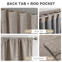 Rideaux occultants en lin pour chambre à coucher - Rideaux 100% occultants, isolants thermiques, avec passe-tringles et languettes arrière