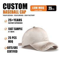 Gorra de Béisbol Casual Ajustable de Algodón con Borde Deshilachado y Estilo Desgastado