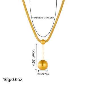 Nuevo Collar con Colgante de Bola de Acero Inoxidable Chapado en <span class=keywords><strong>Oro</strong></span> de <span class=keywords><strong>18</strong></span> Quilates, Antideslustre, para Mujer - Product Image 5