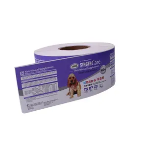 Custom Pet Food Roll Label Printing Waterproof Adhesive Safety Packaging Sticker Label Private Die Cut Vinyl Sticker