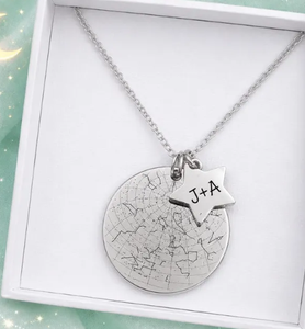 Collar con Mapa de Estrellas Personalizado de Acero Inoxidable 316L, el Día en que Nos Conocimos, Joyería Personalizada del Cielo Nocturno - Product Image 4