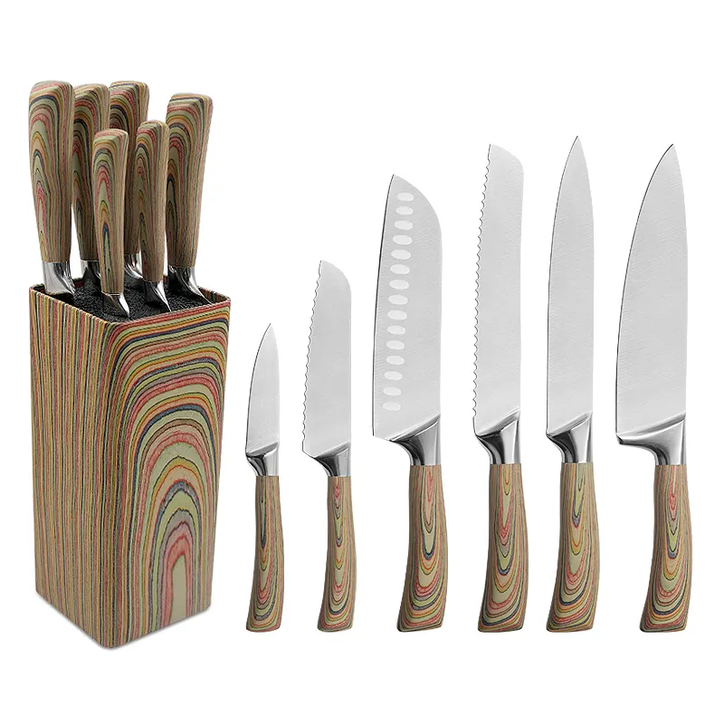 6 cái hộ gia đình Nhà Bếp Nấu Ăn Đầu bếp thép không gỉ Knife Set với khối