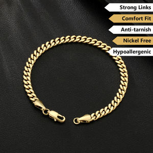 Envío Gratis, Brazalete de Acero Inoxidable Chapado en Oro de 14K, 3mm, para Mujer, Resistente al Agua, Sin Deslustre, Joyería, Cadena Cubana de Miami, Brazalete para Hombre - Product Image 5