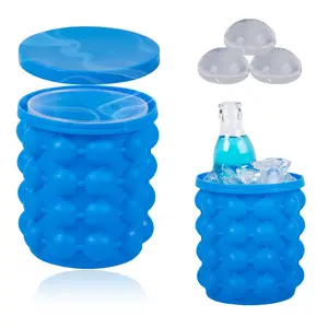 Kho Alladingbox Ice Cube Khuôn Khay Lớn Silicone Ice Xô 2 Trong 1 Vòng Ice Cube Maker Xách Tay