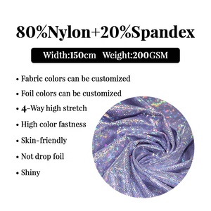 Pas de quantité minimale de commande <span class=keywords><strong>verre</strong></span> cassé bleu brillant feuille métallique estampage à chaud points mystiques Stretch Nylon Spandex maillots de bain gymnastique justaucorps tissus - Product Image 2