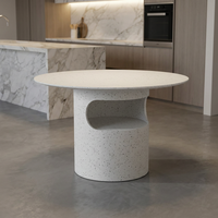 Table à manger ronde extensible de 1200 mm, finition mélamine blanche, table en bois d'ingénierie moderne pour projet d'appartement, OEM
