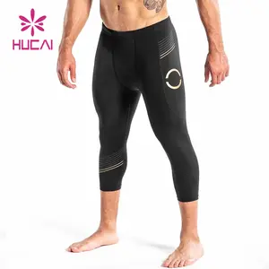 Pantalones de gimnasio transpirables para hombre, mallas cortas personalizadas de nailon y LICRA con logo, retales de secado rápido