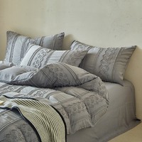 Parure de lit quatre pièces style princesse, blanc crème, avec dentelle et pompons, motif baroque, nouveau style, en jacquard sergé doux 200TC, housse de couette