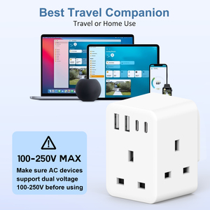 Adattatore da viaggio in 3 modi da UK a europa con 2USB e 2USB-C con standard di sicurezza per Germany francia spagna portogal Iceland Greece - Product Image 3