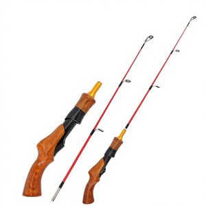 Cañas de Pescar de Fibra de Vidrio para Pesca en Hielo, con Mangos de <span class=keywords><strong>Madera</strong></span> Sólida, para Pesca en Balsas y Puentes, Juego de Cañas de Pescar Marítimas de 2 Piezas, Venta al Por Mayor para Comercio Exterior - Product Image 1