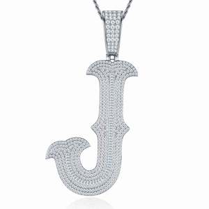 Collier Pendentif Lettre <span class=keywords><strong>V</strong></span> en Moissanite VVS, Argent 925 Plaqué Platine, Bijoux Hip Hop Personnalisés avec Nom, Vente en Gros Usine - Product Image 2