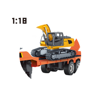 Camión de Plataforma Plana RC de Aleación 1:18 9CH con Excavadora RC, Set de Juguete de Vehículo de Ingeniería a Control Remoto para Niños, Regalo para Niños