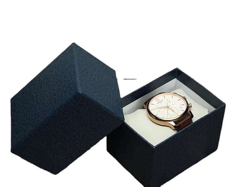 Caixa de relógio de couro para presente, caixa de relógio de couro preta personalizada de luxo da alta qualidade com logotipo