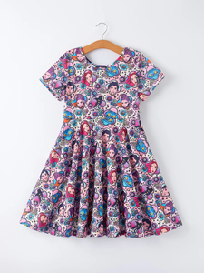 Nuovi Arrivi ODM Abiti <span class=keywords><strong>Estivi</strong></span> per Bambine in Seta di Latte Traspirante con Stampa Cartoon Personalizzata, Abbigliamento per Bambini all'Ingrosso - Product Image 3