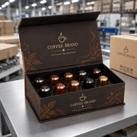 Boîte d'emballage personnalisée OEM pour dosettes de café, boîte cadeau de luxe en papier rigide avec insert et couvercle à charnière pour capsules