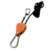 Support de suspension pour lampe de culture hydroponique en nylon orange 150 LBS avec système à cliquet et mousqueton