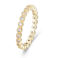 Mlluki Luxus 925 Sterling Silber Vergoldeter Pavé-CZ Eternity Band Ring Mädchengeschenk Anillo Bague