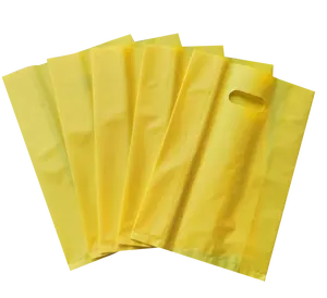 Tas Belanja Imut dengan Logo, Tas Tote Plastik Pegangan Merah Muda Nilai Perhiasan Fesyen Kuning Putih HDPE dengan Logo