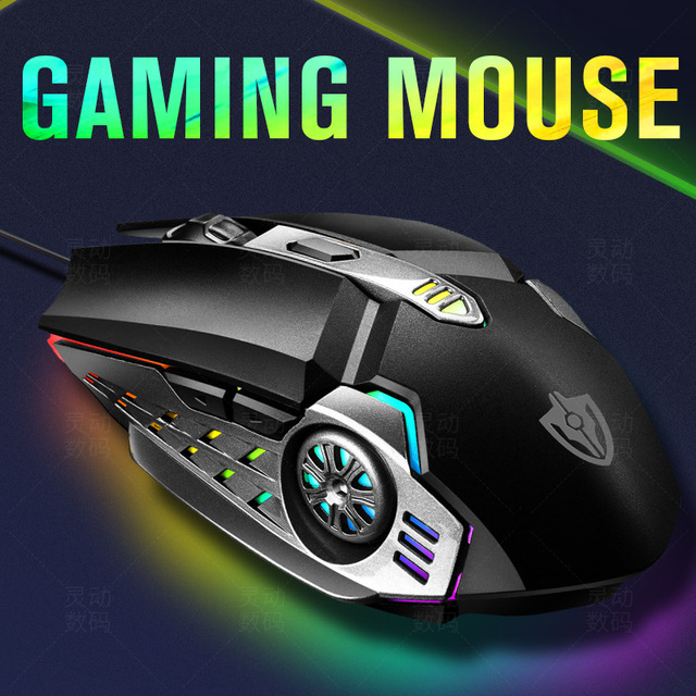 Rgonomic Gaming Wired Mouse with LED Backlight USB Interface 6 Buttons Optical Tracking Right-Handed Design